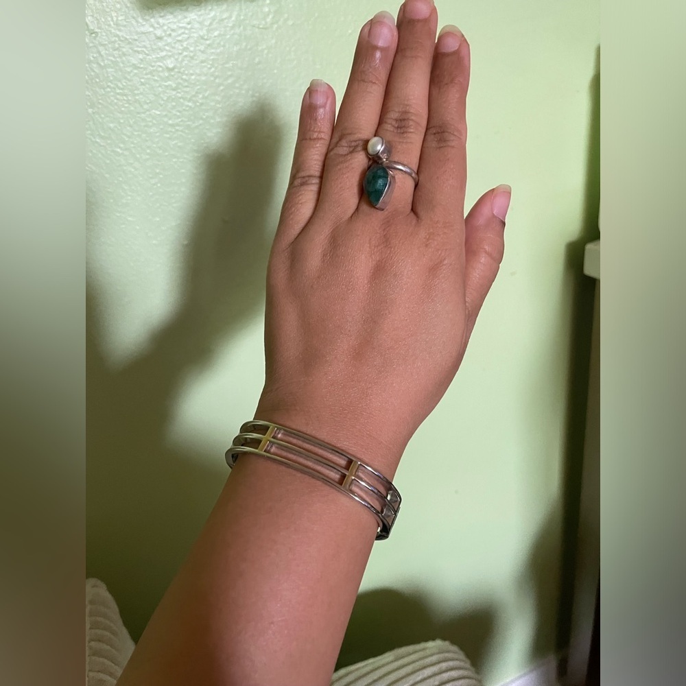 Silver cuff hinge bracelet